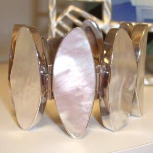 MOTHER OF PEARL CUSTOM MADE BIWA PEARL STERLING SILVER BRACELET NEW
